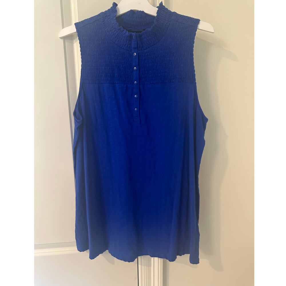Torrid Sleeveless Top Size 1 Blue Mock Neck Pullover Women